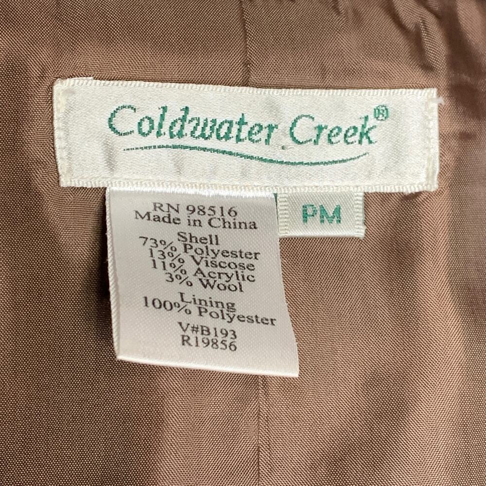 Coldwater Creek Brown Blazer Jacket Satin Embroidered Button Size Medium Petite - Picture 8 of 9